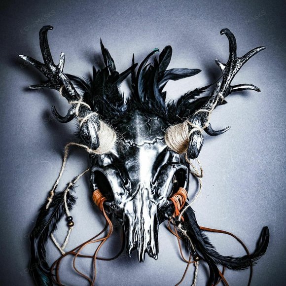 Antelope Devil Deer Horn Skull Party Masquerade - Picture 6 of 9